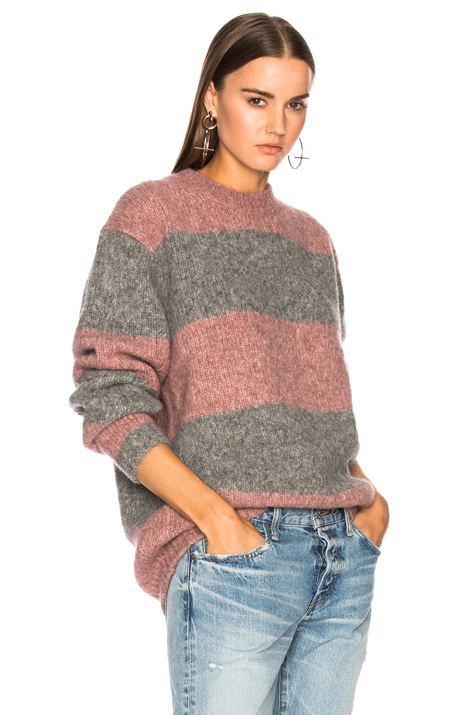 Image 1 of Acne Studios Albah Sweater in Pink & Grey