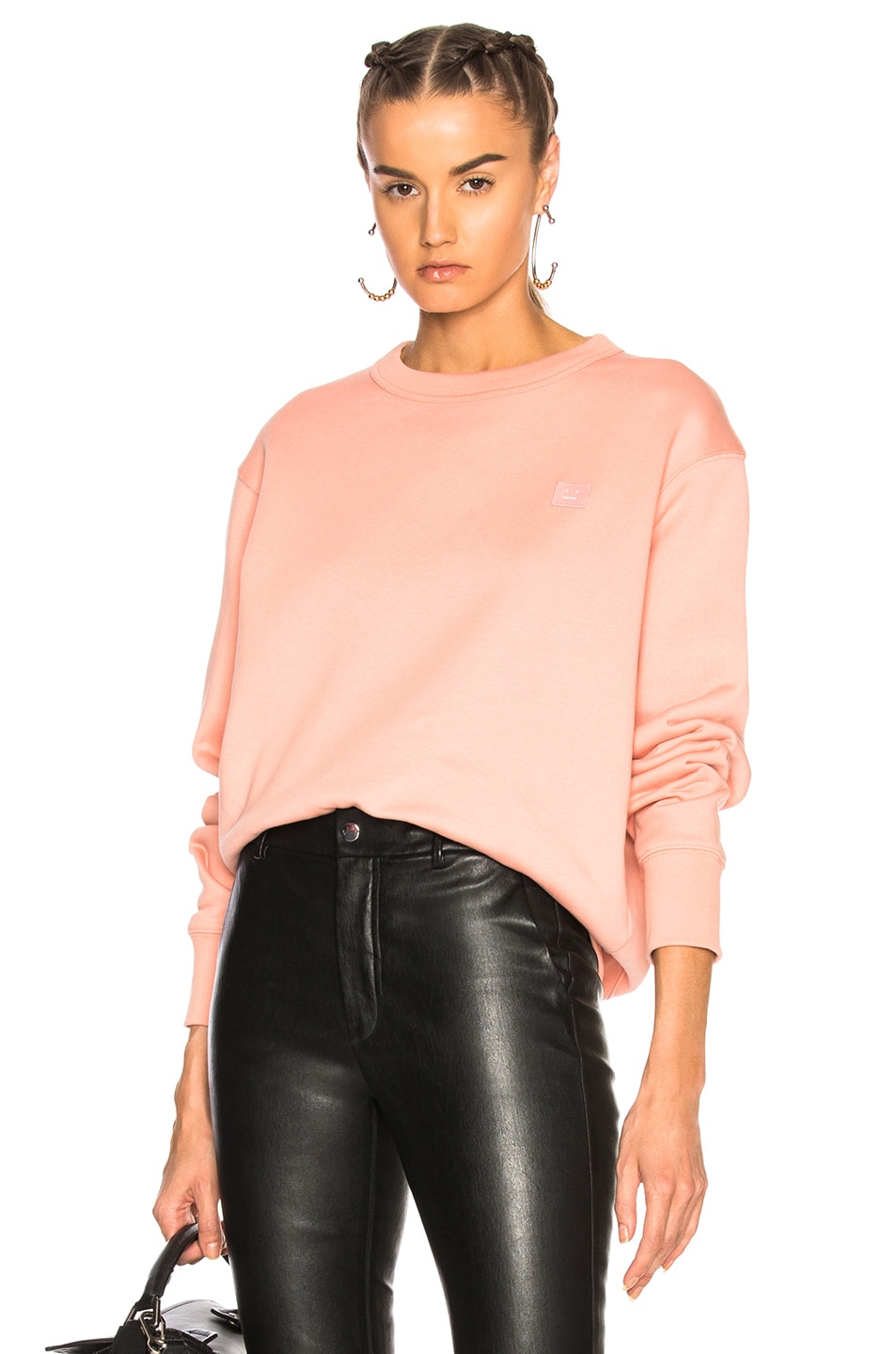 Acne Studios Fairview Face Sweater in Pale Pink | FWRD