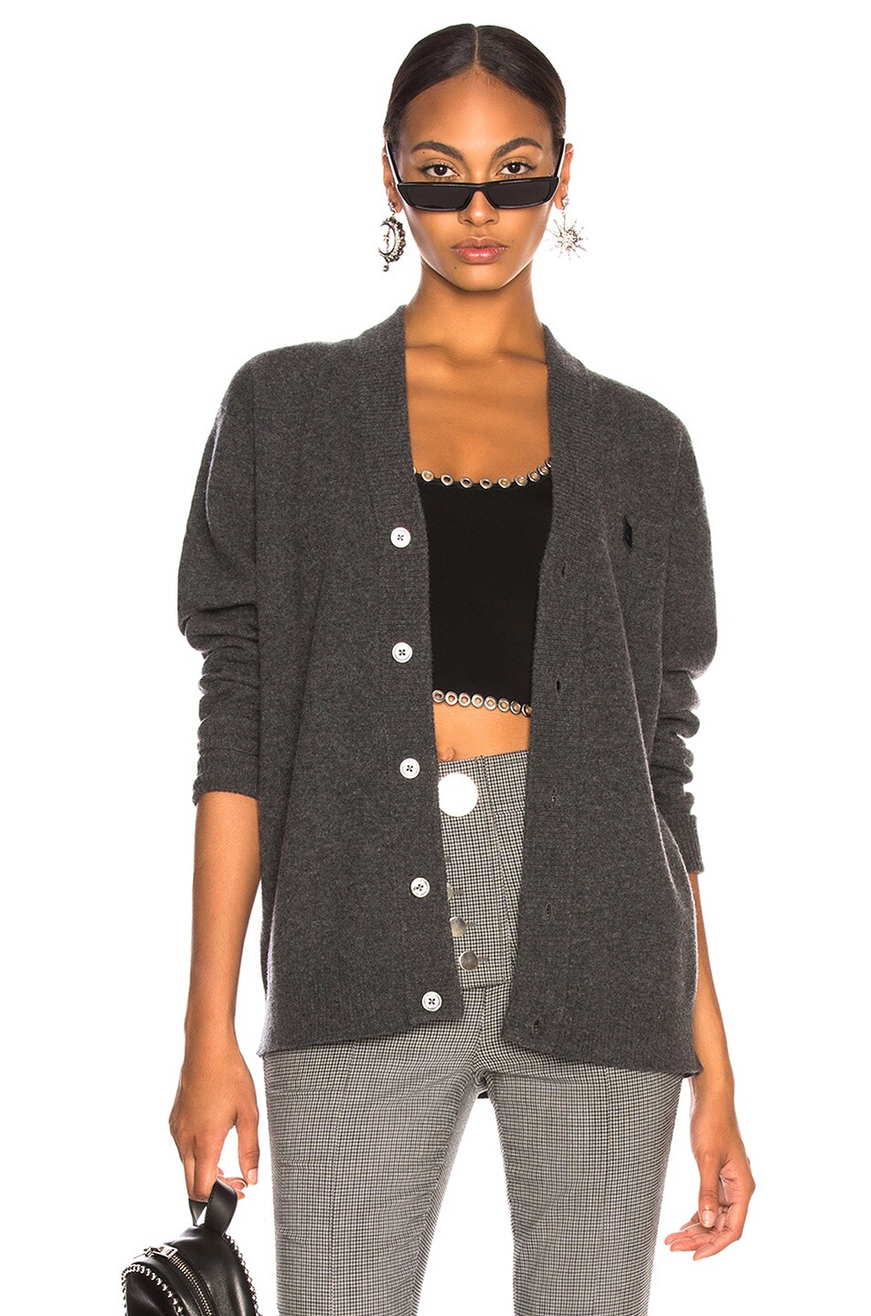 Image 1 of Acne Studios Neve Face Cardigan in Charcoal Melange