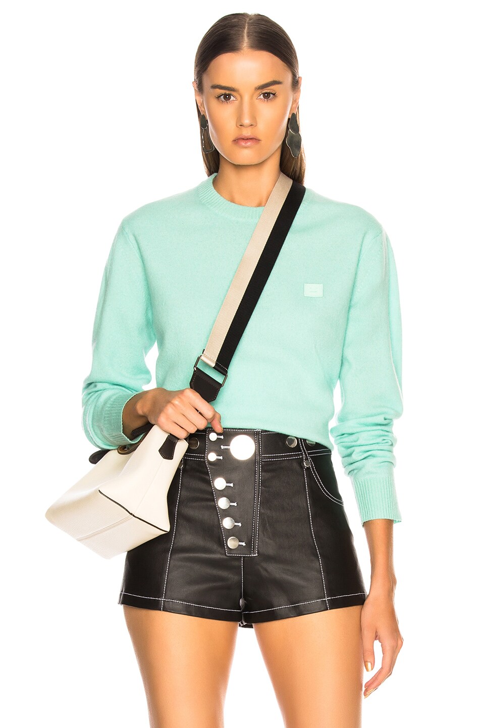 Image 1 of Acne Studios Nalon Face Sweater in Mint Green