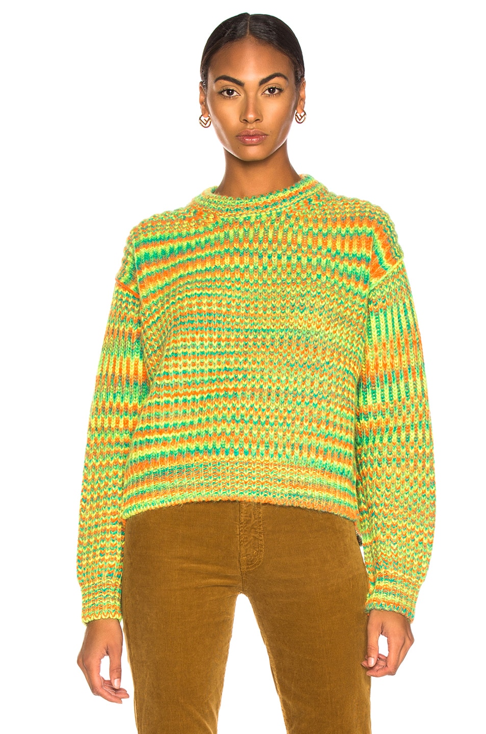 Image 1 of Acne Studios Mixed Sweater in Green & Orange