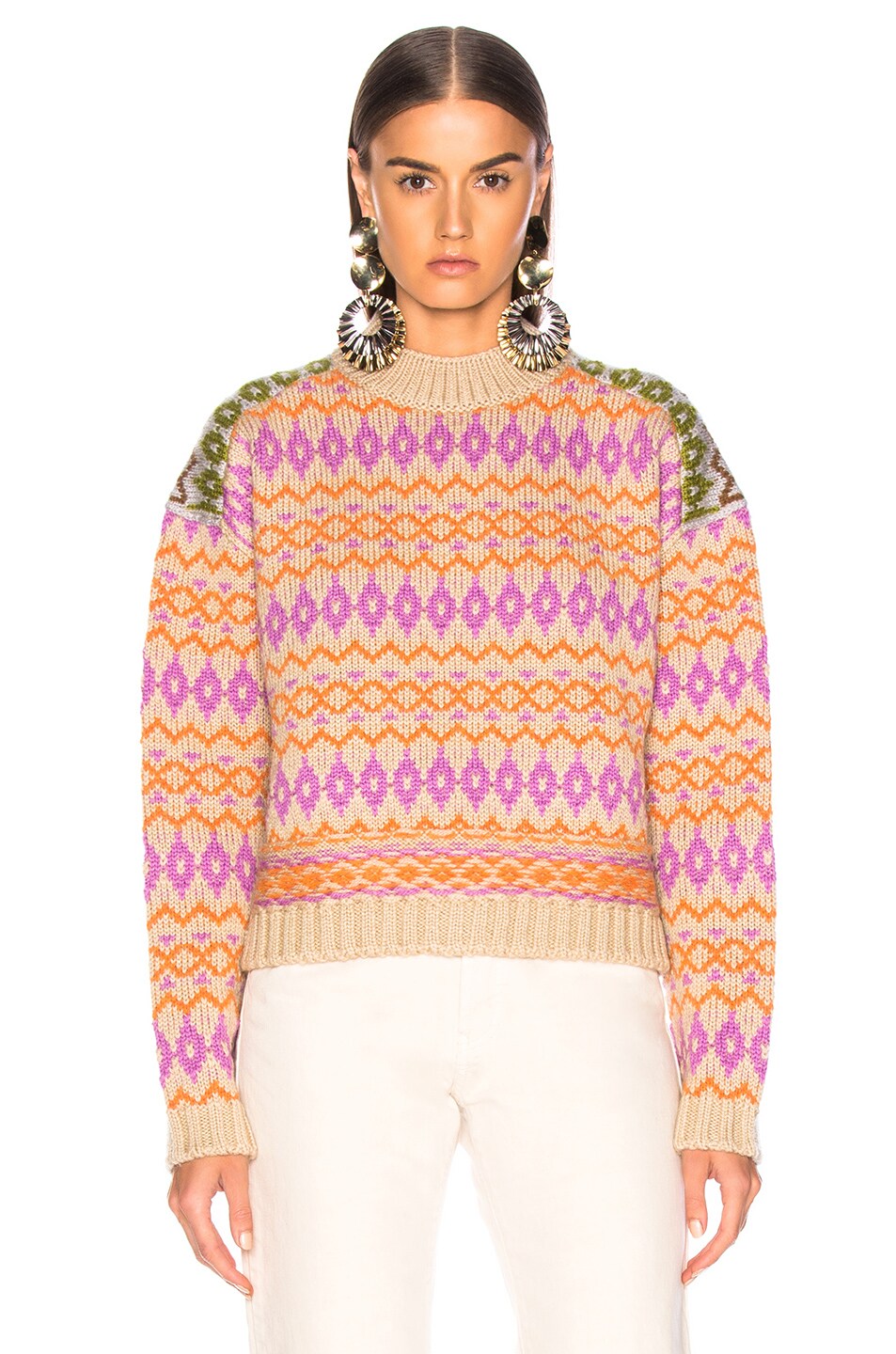 Acne Studios Pattern Sweater in Beige & Pink | FWRD