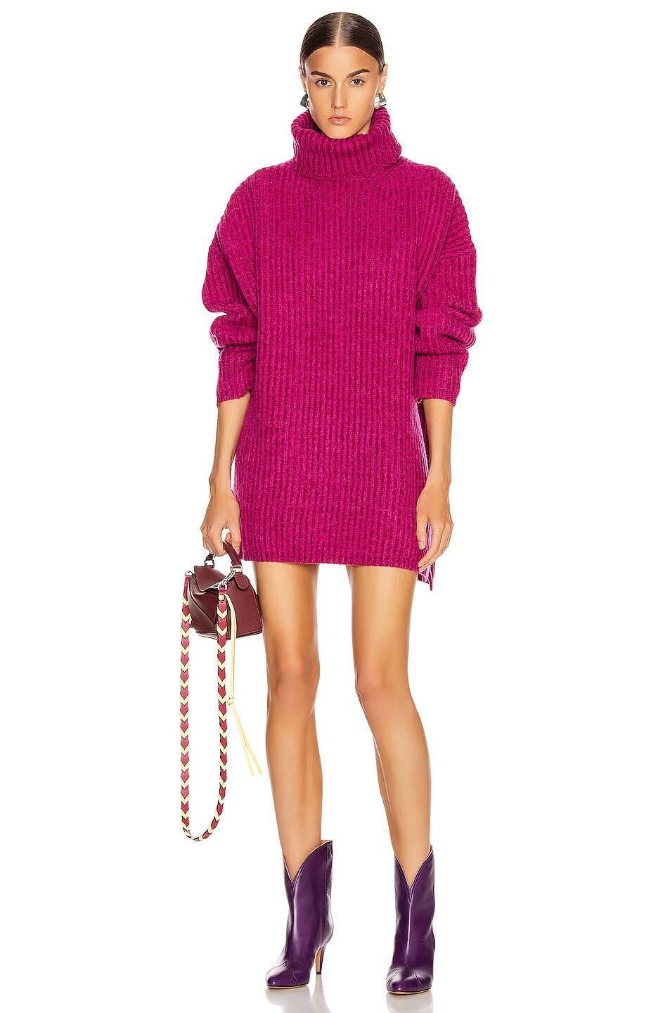 Image 1 of Acne Studios Turtleneck Sweater in Magenta Pink