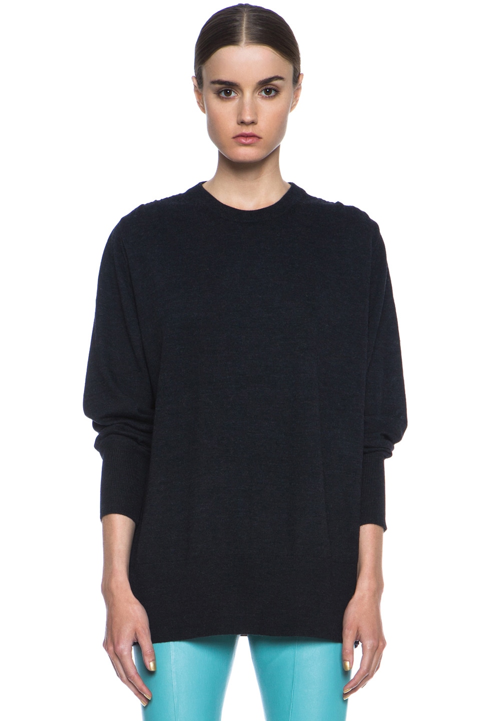 Image 1 of Acne Studios Lotus Merino Sweater in Dark Grey Melange
