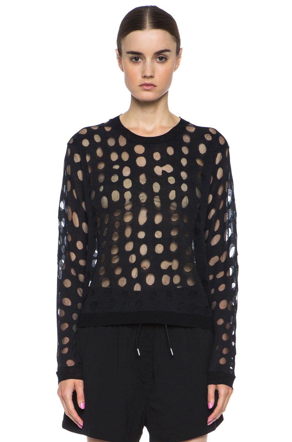 Image 1 of Acne Studios Ninah Cashmere-Blend Dots Sweater in Black