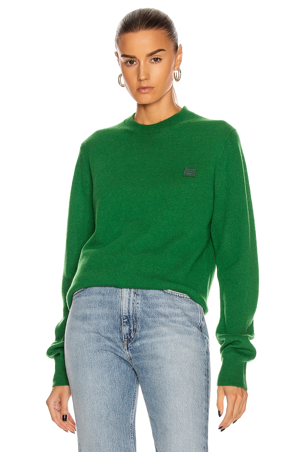 Image 1 of Acne Studios Kalon Face Sweater in Deep Green