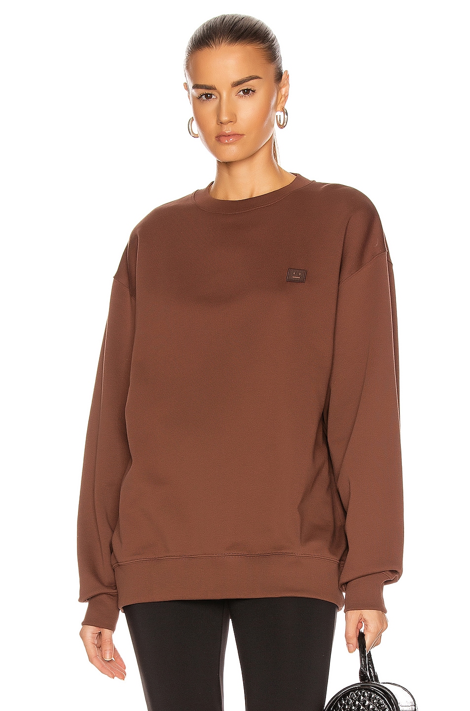 Image 1 of Acne Studios Forba Face Sweatshirt in Dark Brown