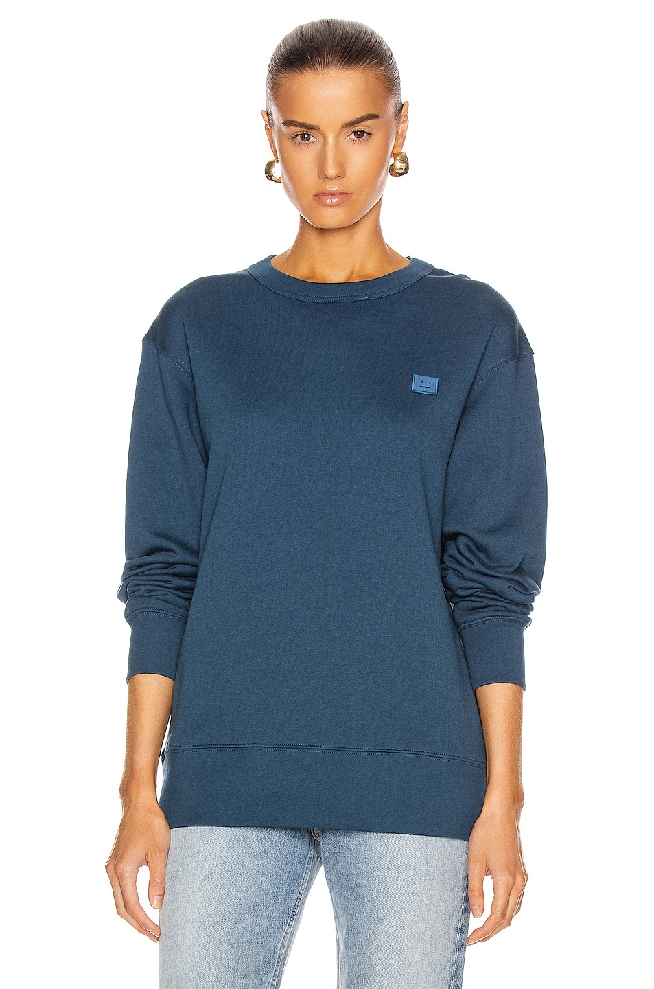 Image 1 of Acne Studios Fairview Face Sweatshirt in Midnight Blue