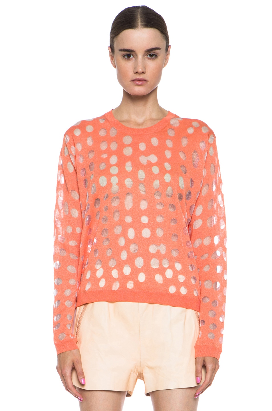 Image 1 of Acne Studios Ninah Cashmere-Blend Dots Sweater in Orange