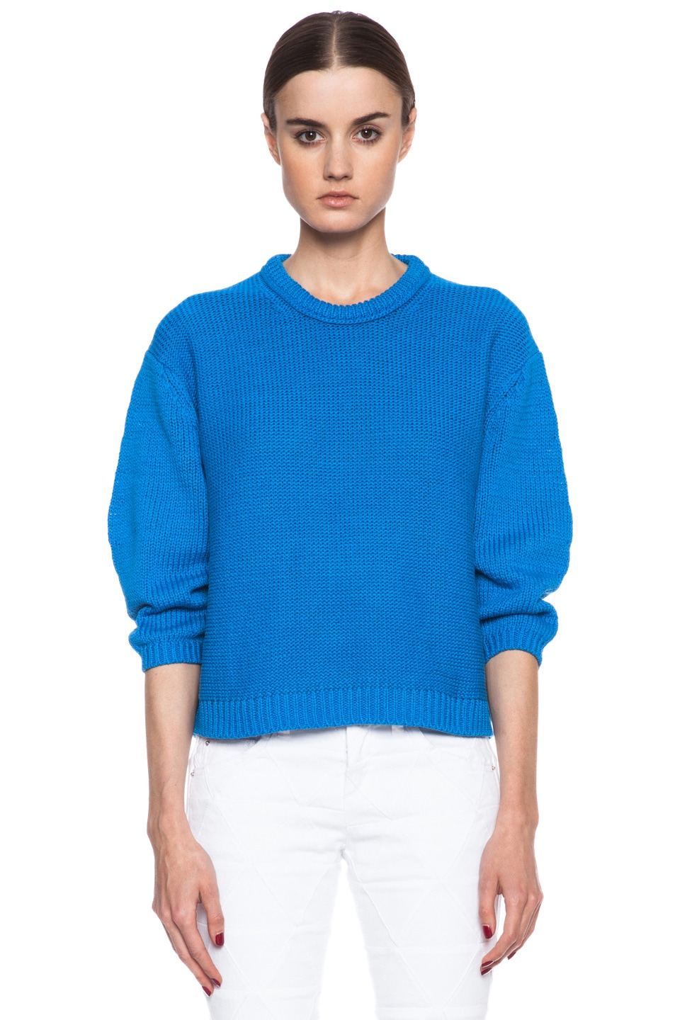 Acne Studios Shelby Cotton Sweater in Cyan Blue | FWRD