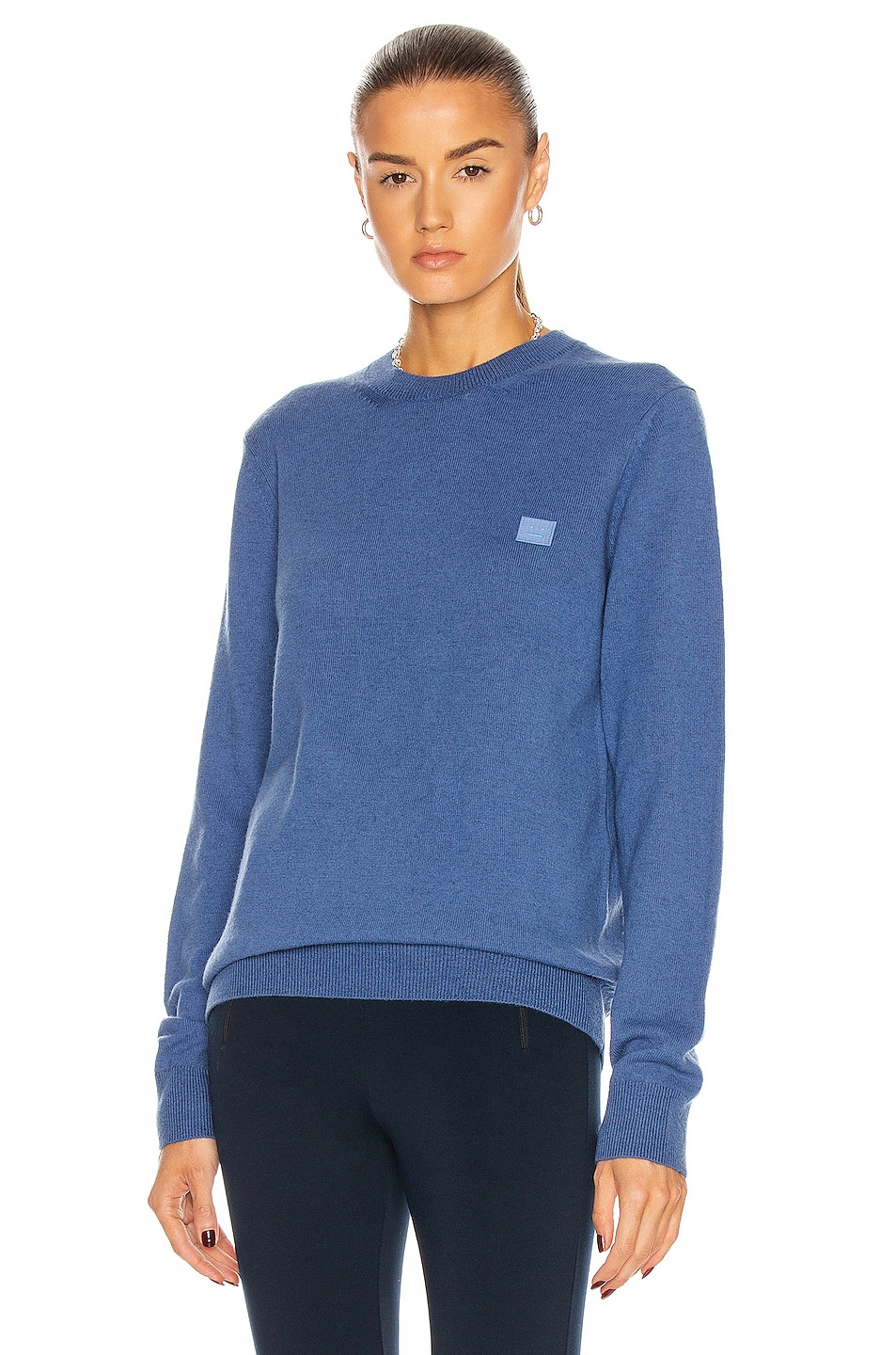 Image 1 of Acne Studios Kalon Face Sweater in Dusty Blue