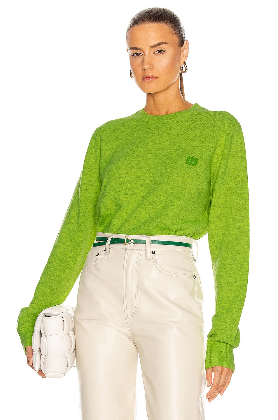 Acne Studios Kalon Face Sweater in Neon Green | FWRD