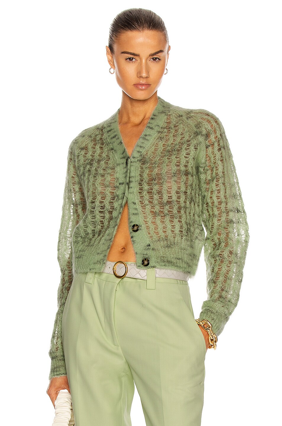 Image 1 of Acne Studios Ribbed Cardigan in Mint Green