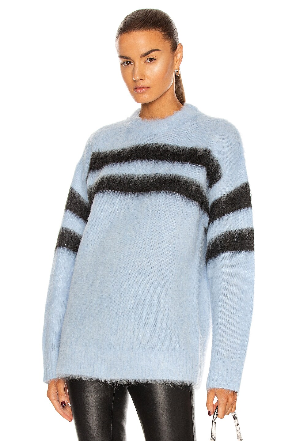 Image 1 of Acne Studios Oversized Sweater in Light Blue & Charcoal