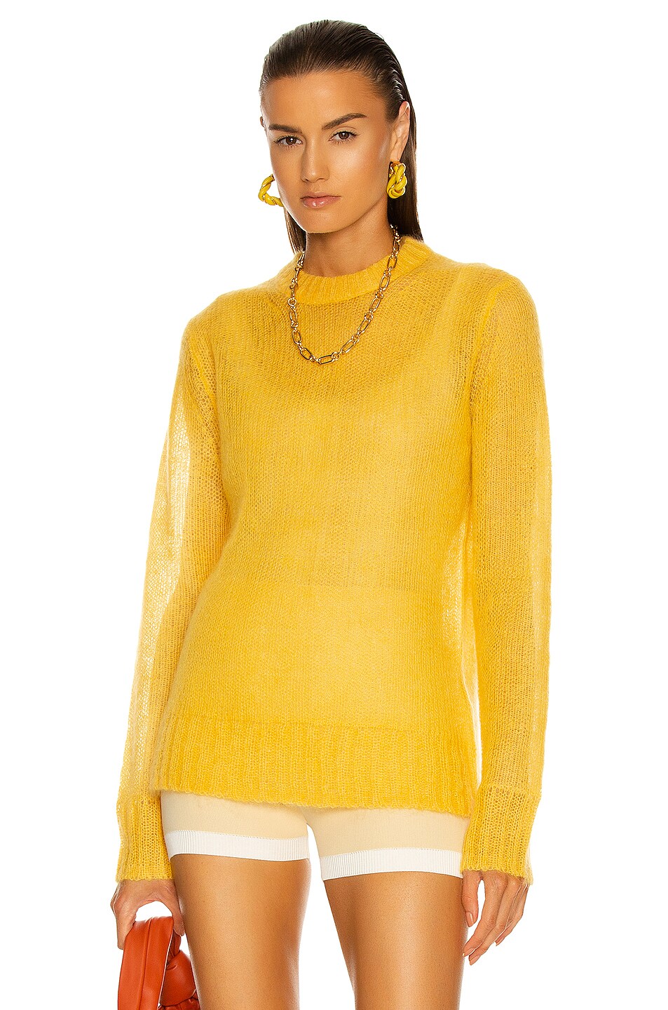 Image 1 of Acne Studios Kirma Mohair Sweater in Soft Yellow