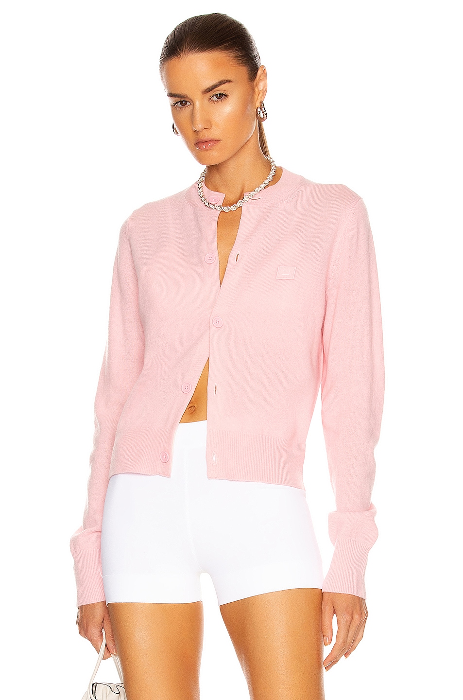 Image 1 of Acne Studios Face Cardigan in Blush Pink