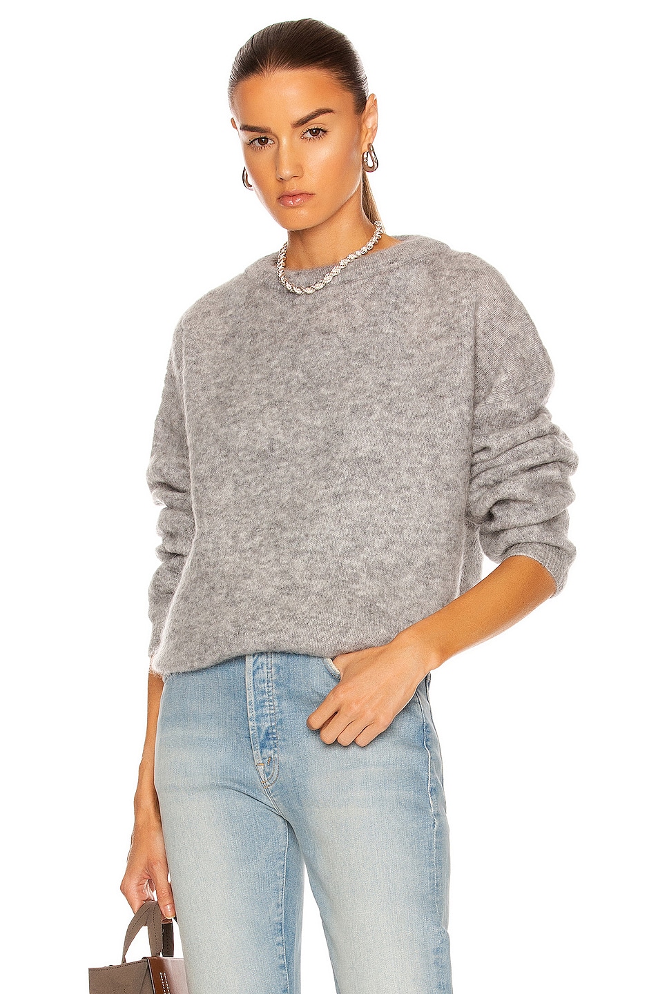 Image 1 of Acne Studios Dramatic Mohair Sweater in Cold Grey Melange
