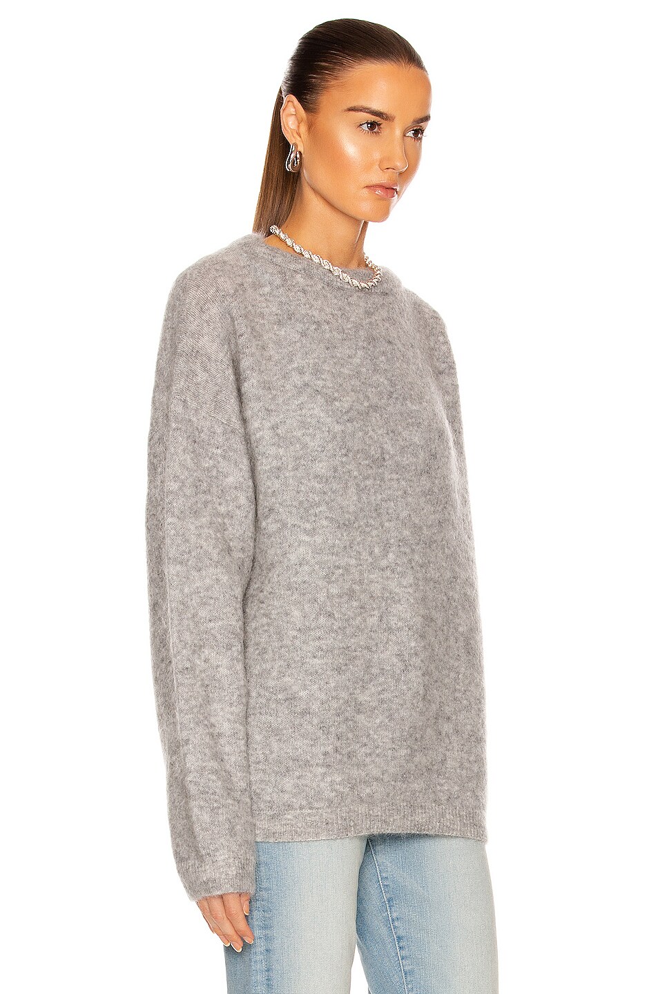 Acne Studios Dramatic Mohair Sweater in Cold Grey Melange | FWRD