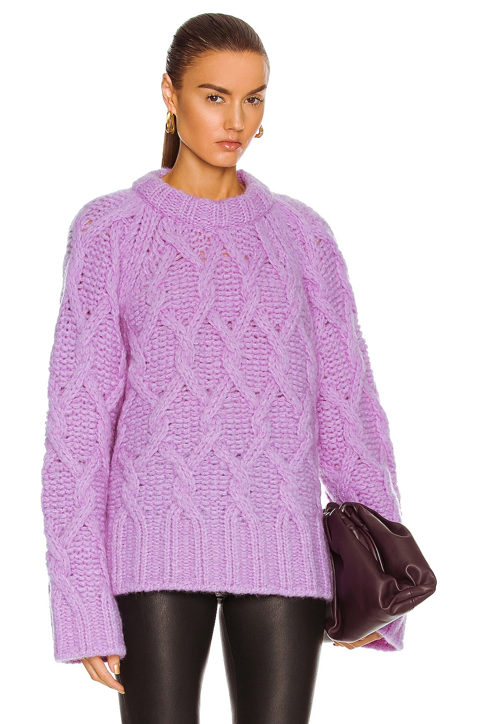 Image 1 of Acne Studios Kambrea Cable Sweater in Lilac Purple