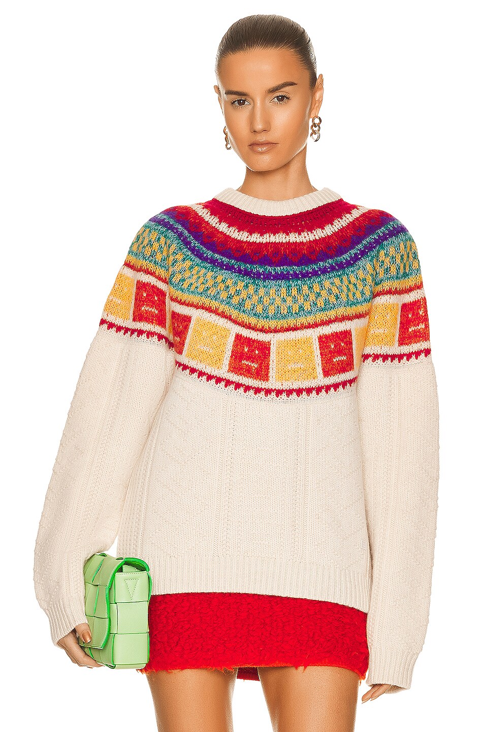 Image 1 of Acne Studios Rainbow Sweater in Oatmeal Melange & Warm Yellow