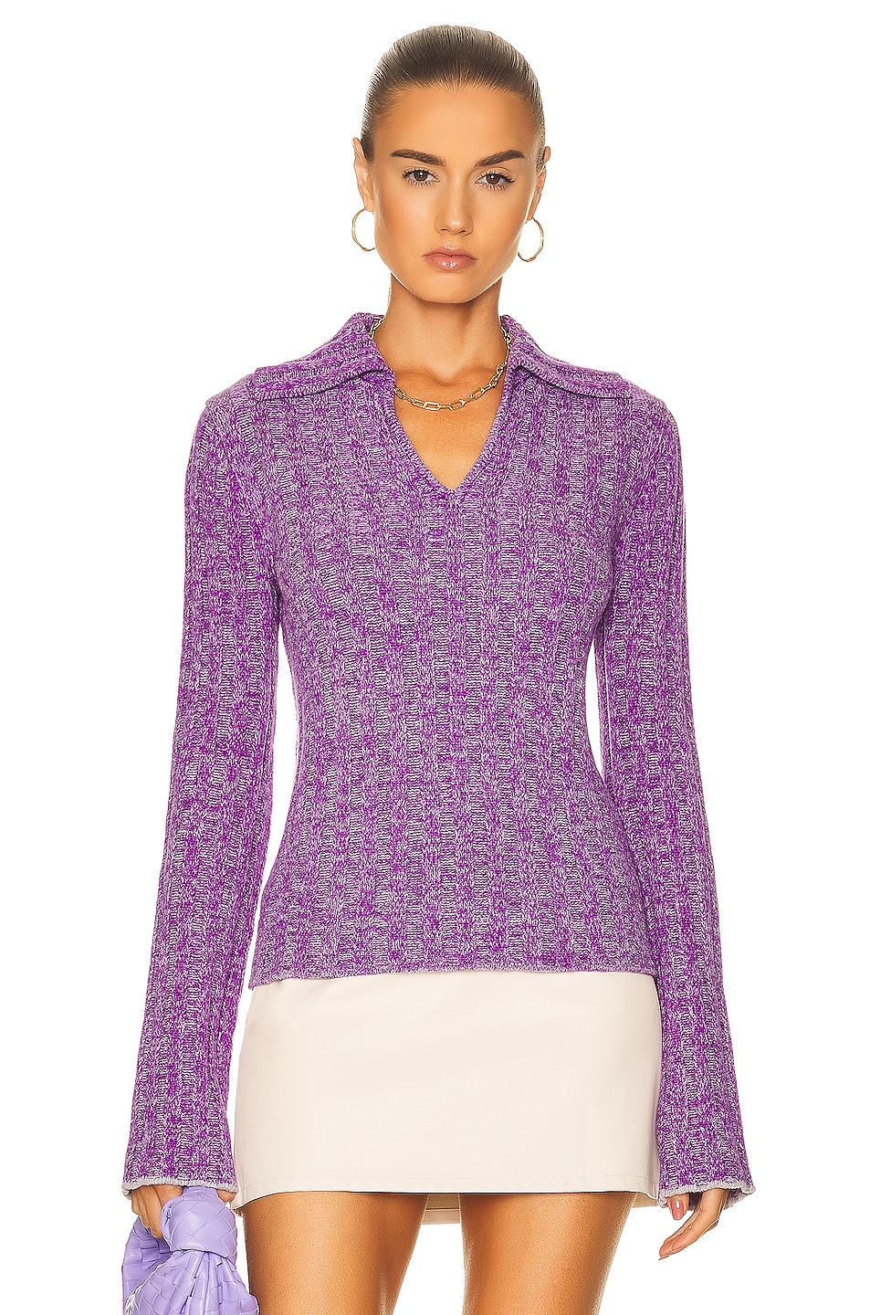 Image 1 of Acne Studios Chenille Sweater in Purple & Grey