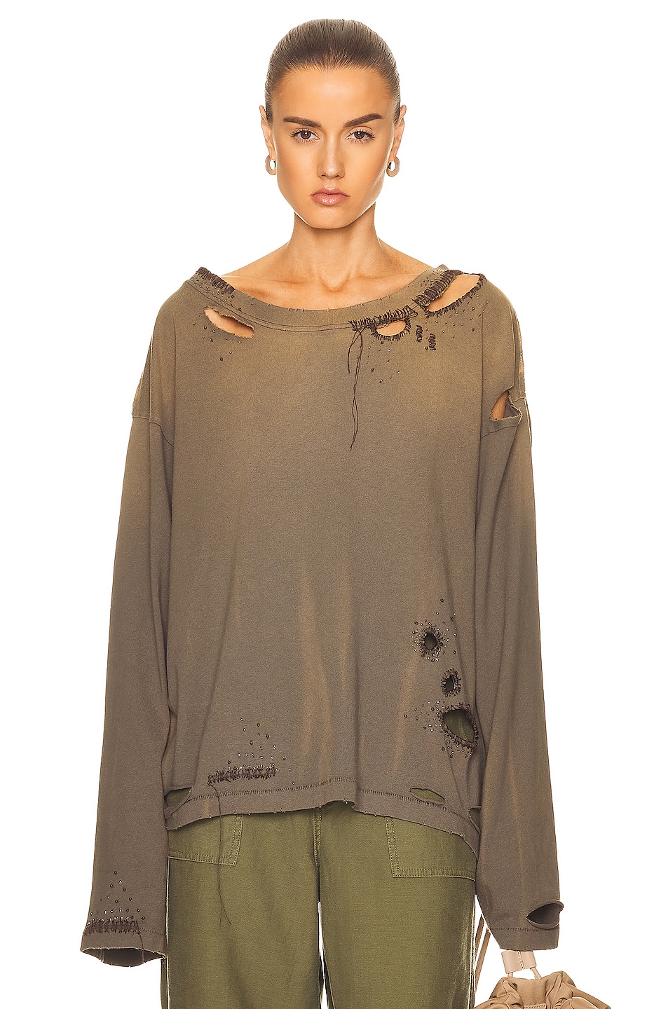Image 1 of Acne Studios Embroidery Sweater in Dusty Brown