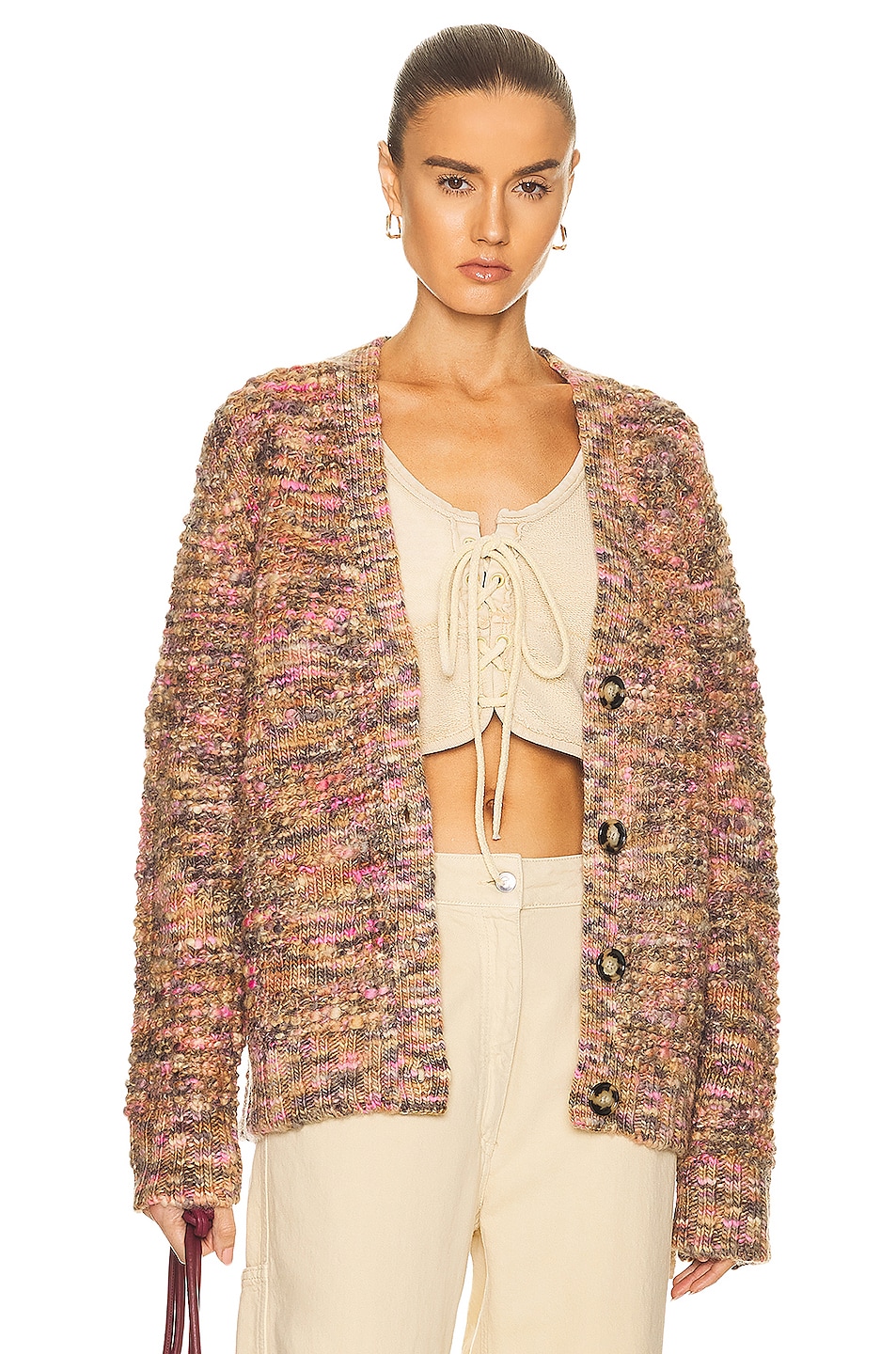 Image 1 of Acne Studios Knit Cardigan in Pink & Multi