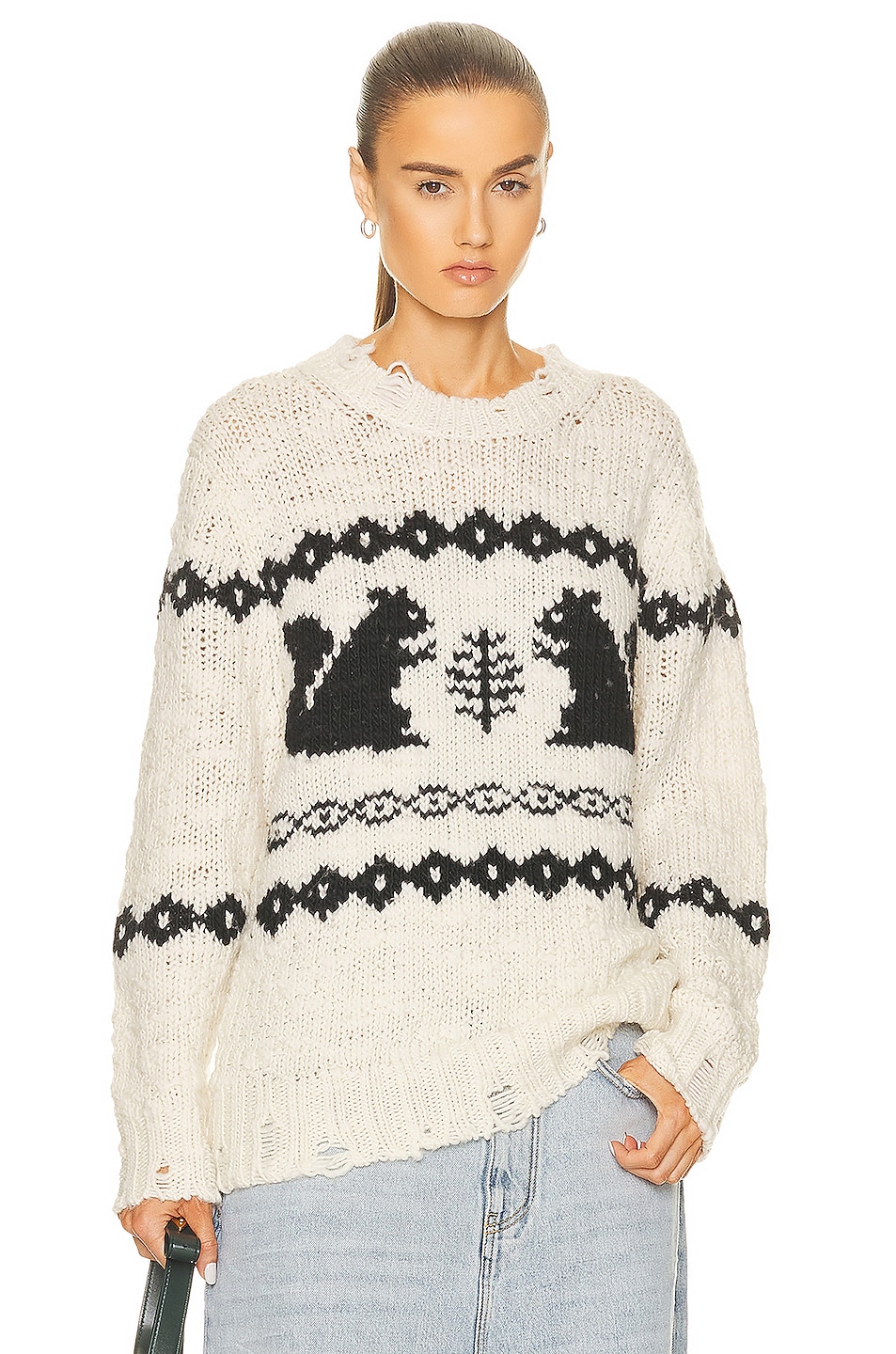 Image 1 of Acne Studios Jacquard Sweater in White & Black