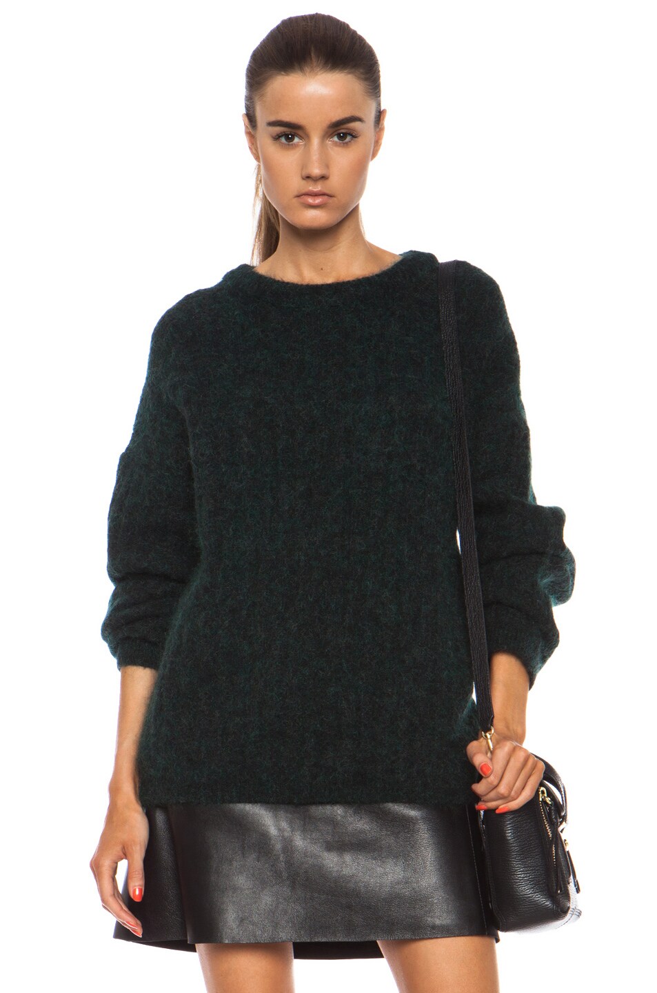 Image 1 of Acne Studios Dramatic Sweater in Dark Forest Green