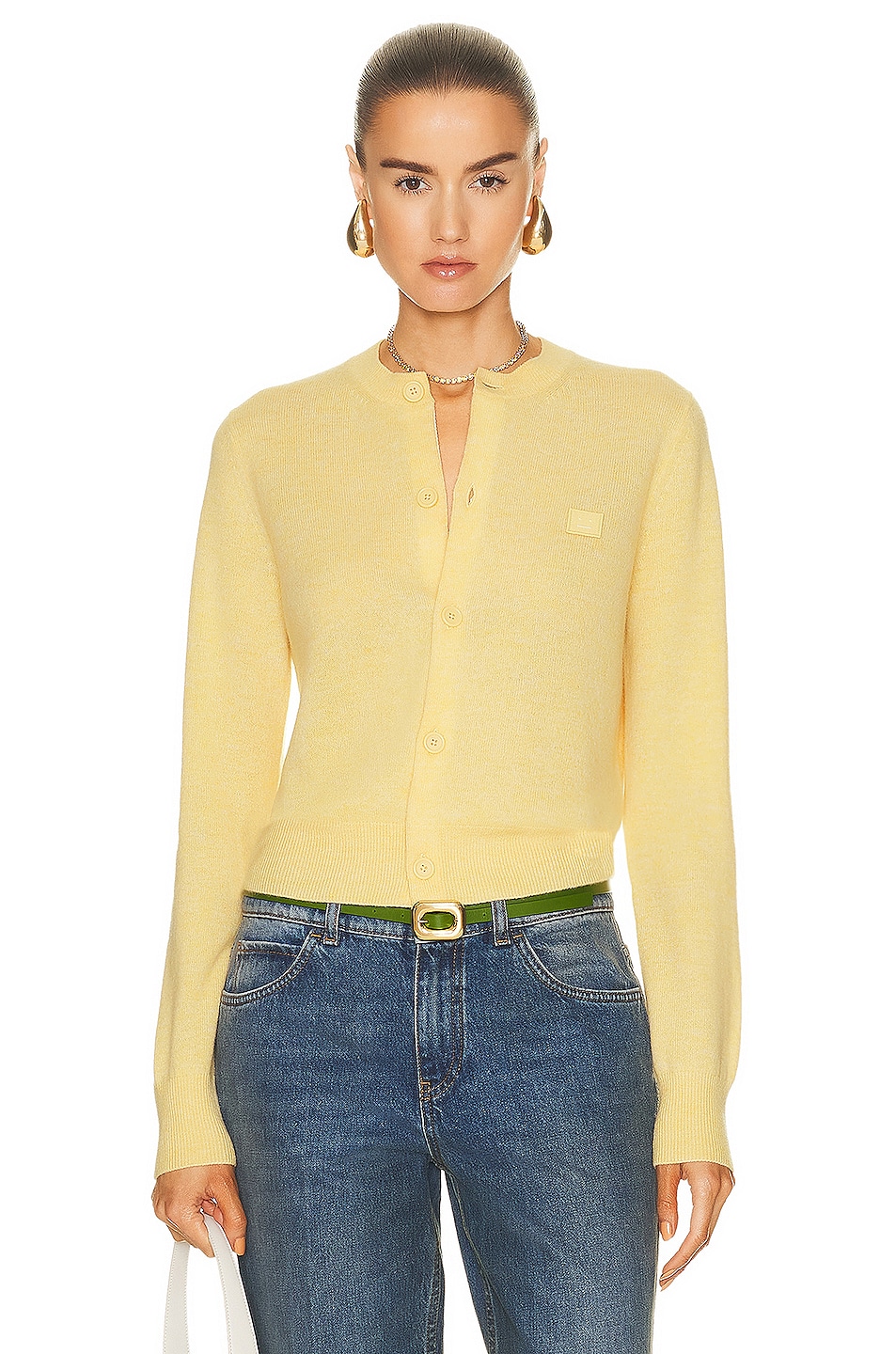 Image 1 of Acne Studios Button Up Cardigan in Light Yellow Mustard
