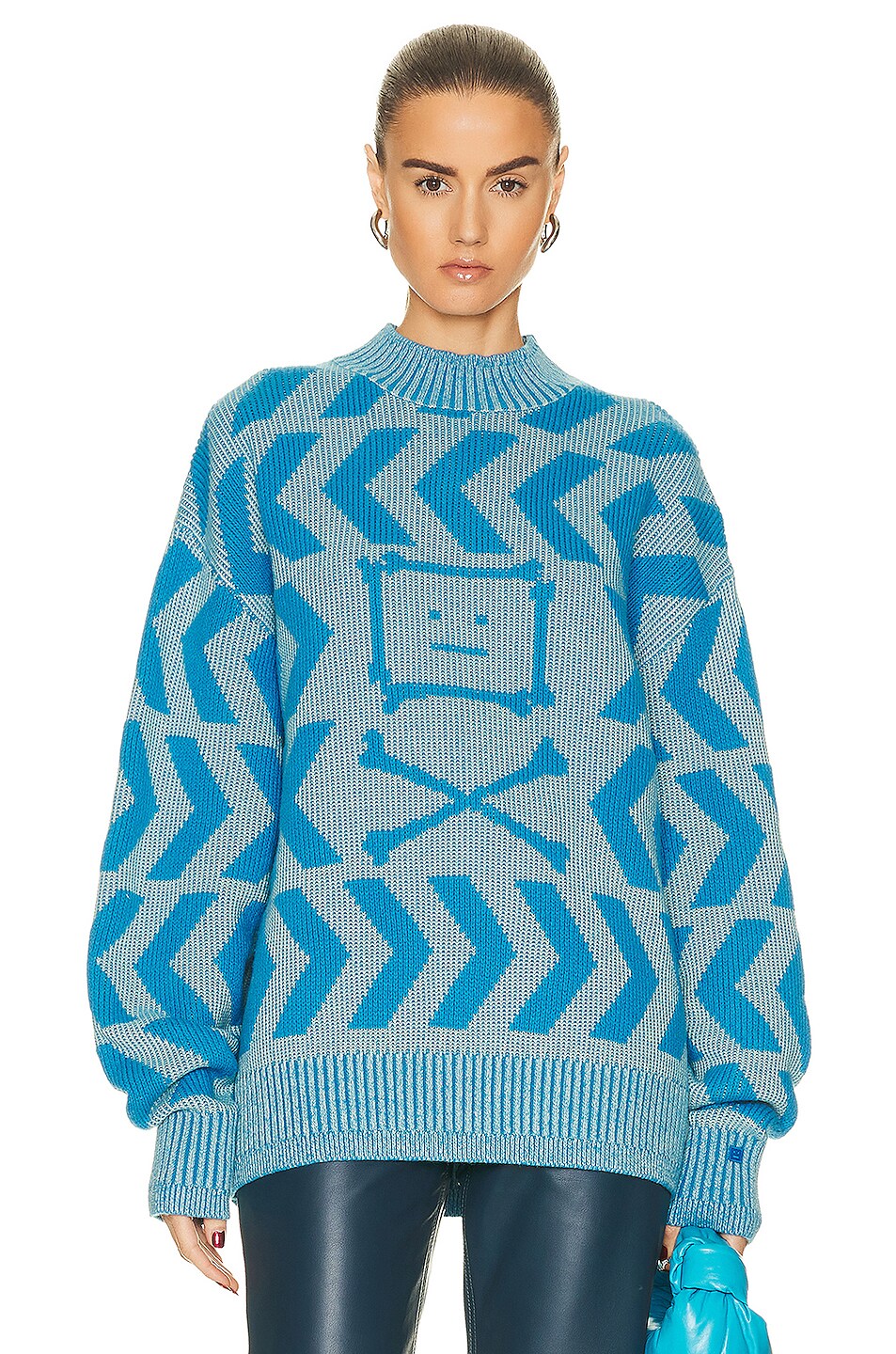 Image 1 of Acne Studios Knit Sweater in Spearmint Green & Sapphire Blue