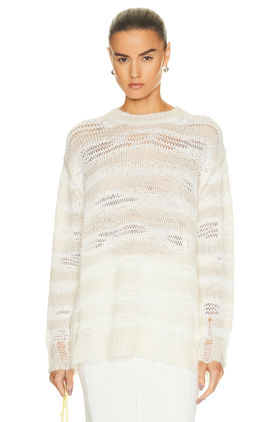Image 1 of Acne Studios Distressed Sweater in Off White & White