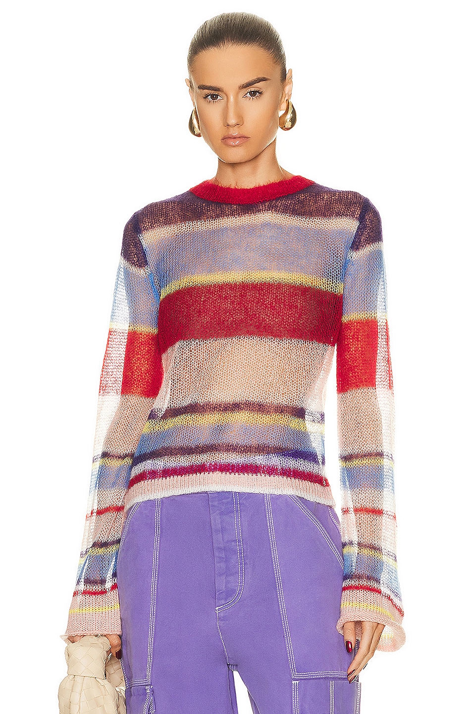 Image 1 of Acne Studios Knit Long Sleeve Sweater in Blue & Multi