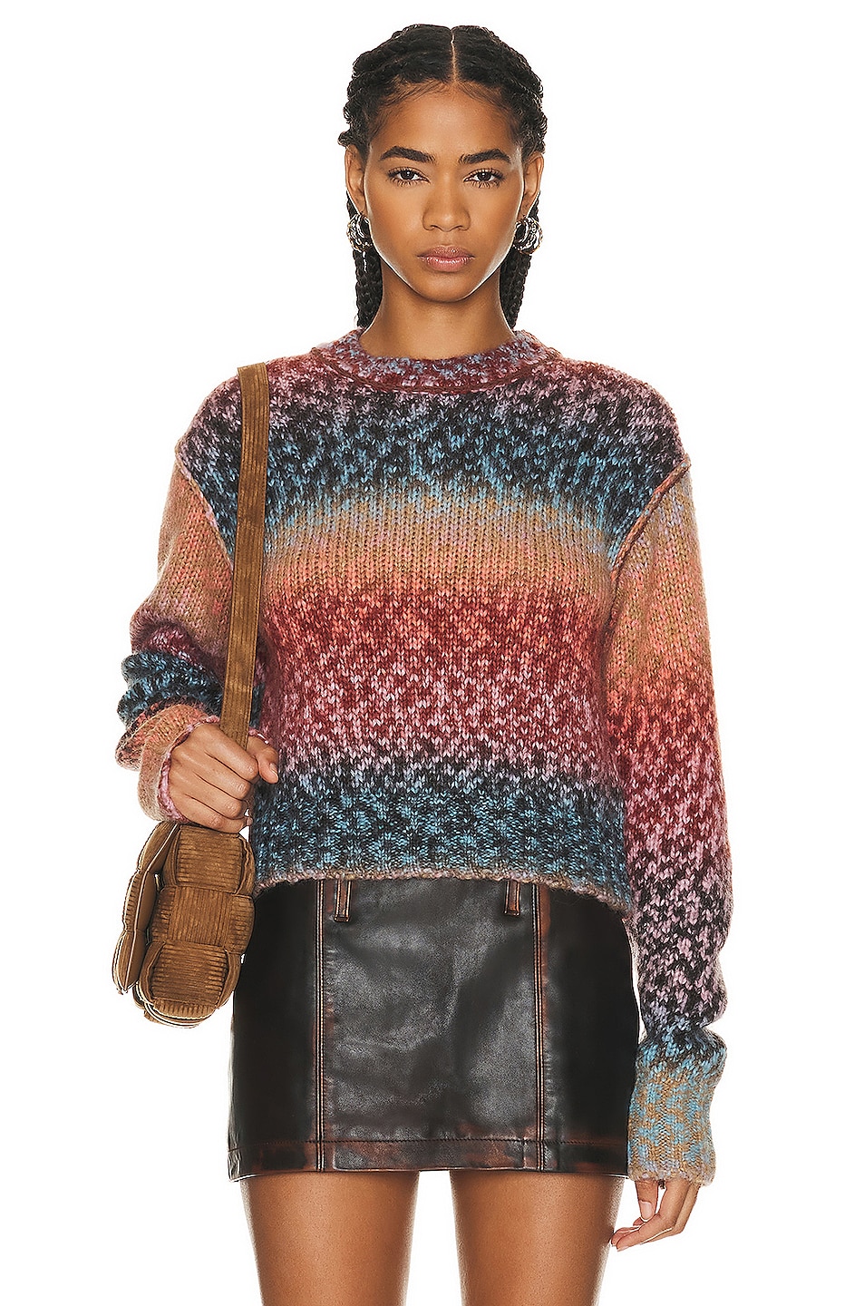 Image 1 of Acne Studios Pull Over Sweater in Brown & Blue Multi