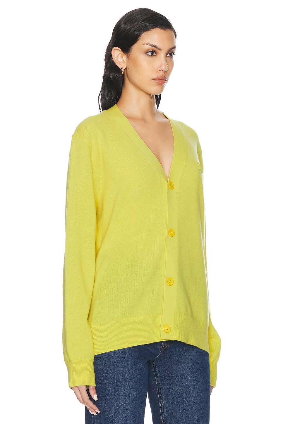 Shop Acne Studios Face Cardigan In Dusty Yellow