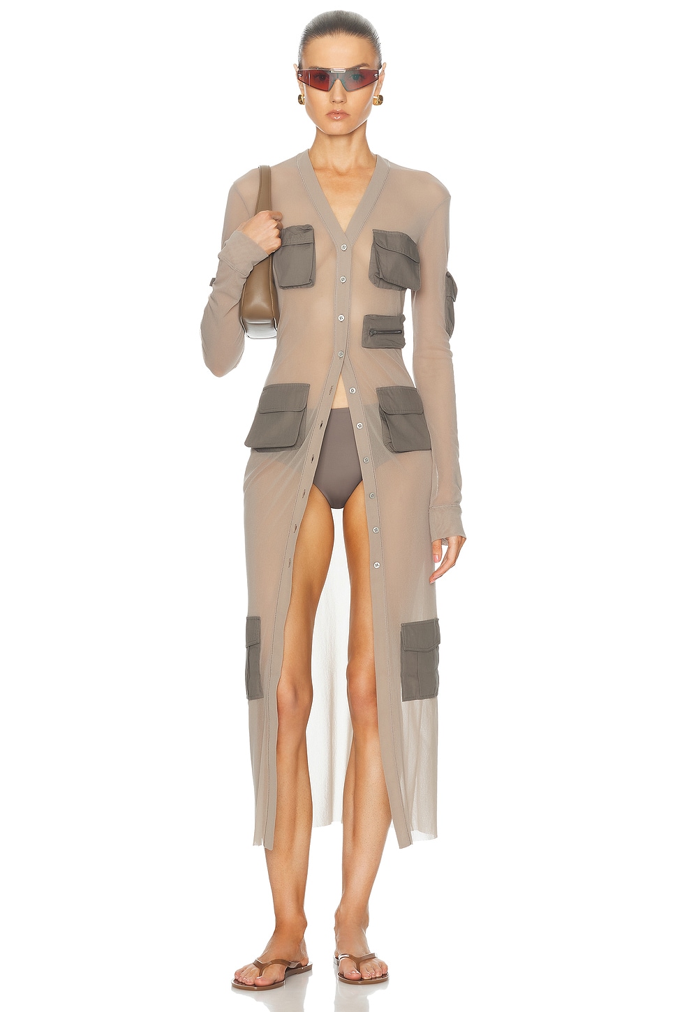 Image 1 of Acne Studios Ecardi Long Cardigan in Light Grey