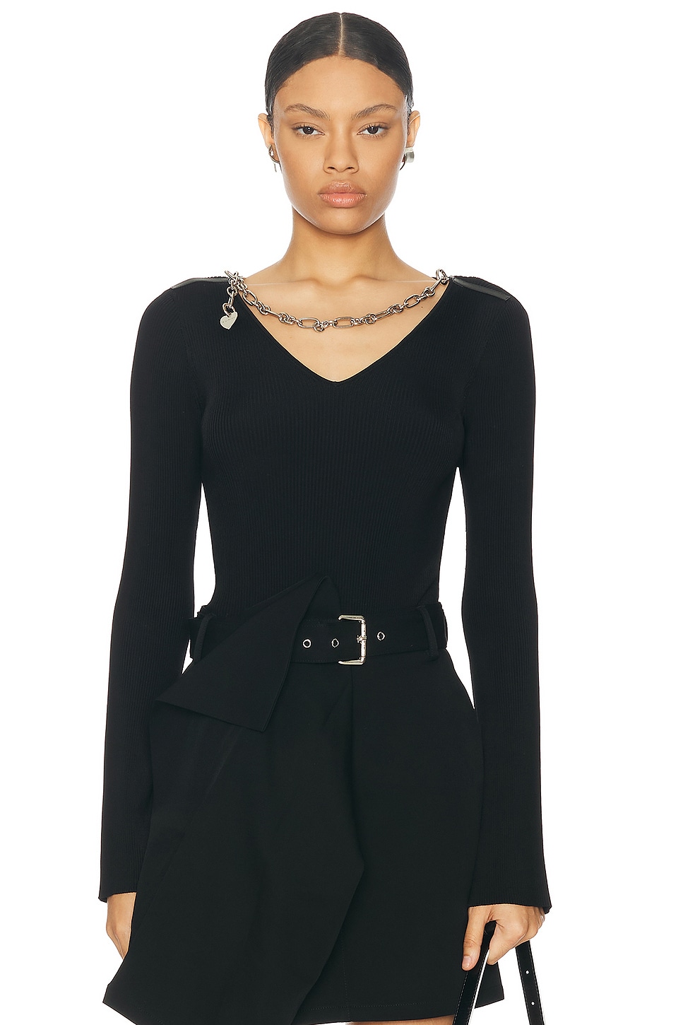 Image 1 of Acne Studios Kourtney V Neck Sweater in Black