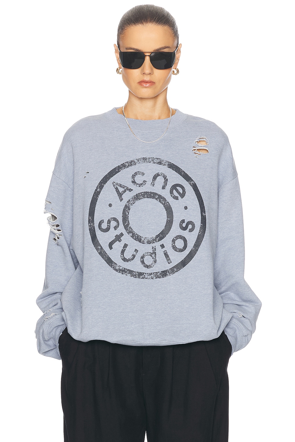 Shop Acne Studios Franziska Sweatshirt In Blue Melange