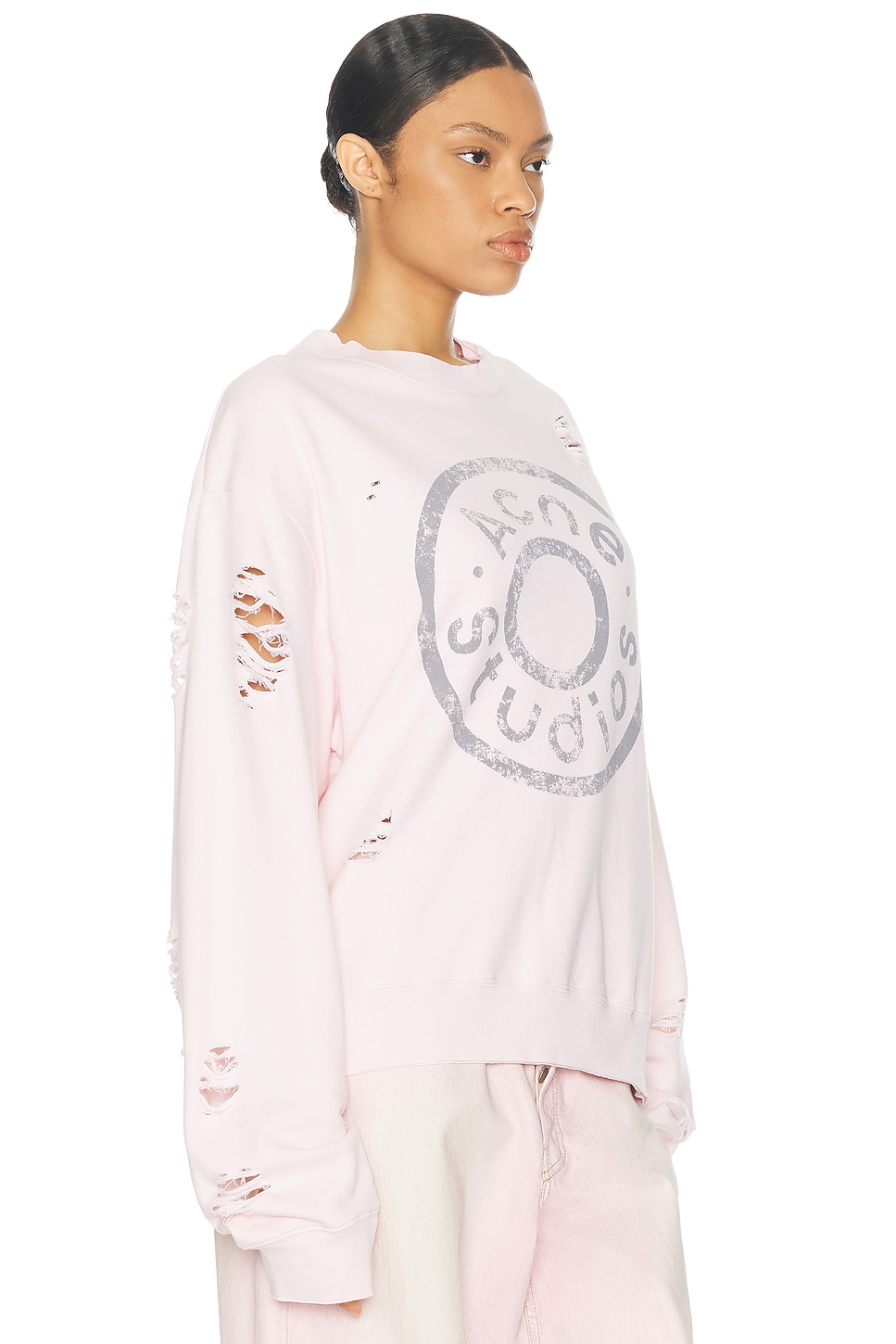 Acne Studios Button Logo Sweatshirt Faded Pink In Faded Pink