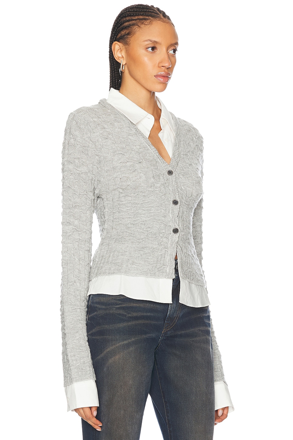 Shop Acne Studios Kaite Krinkle Cardigan In Light Grey