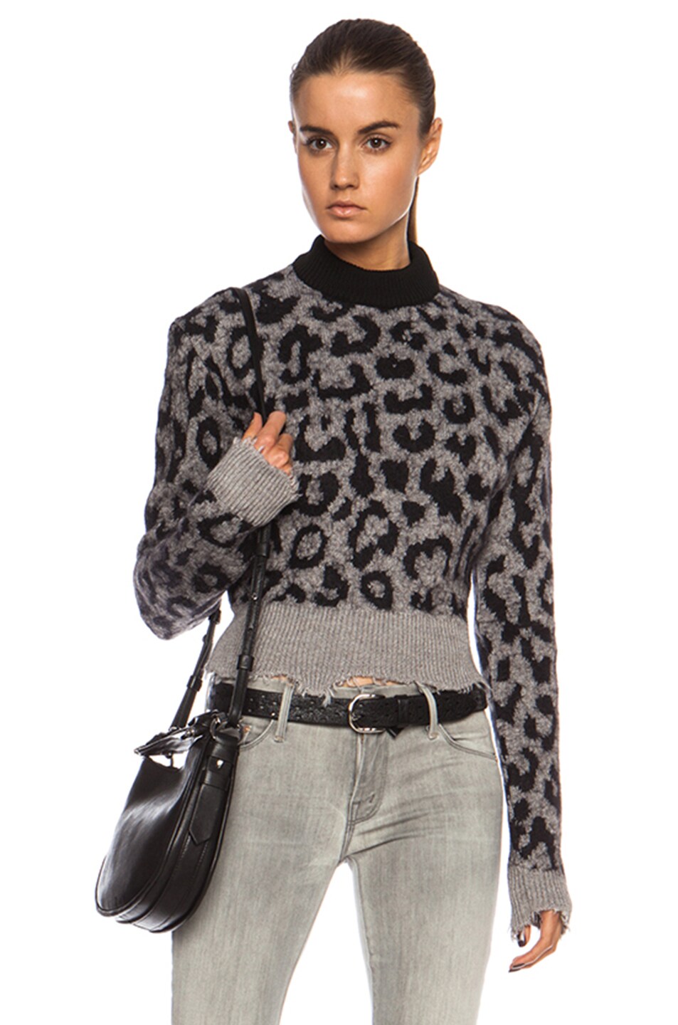Image 1 of Acne Studios Gaze Animal Wool-Blend Sweater in Black