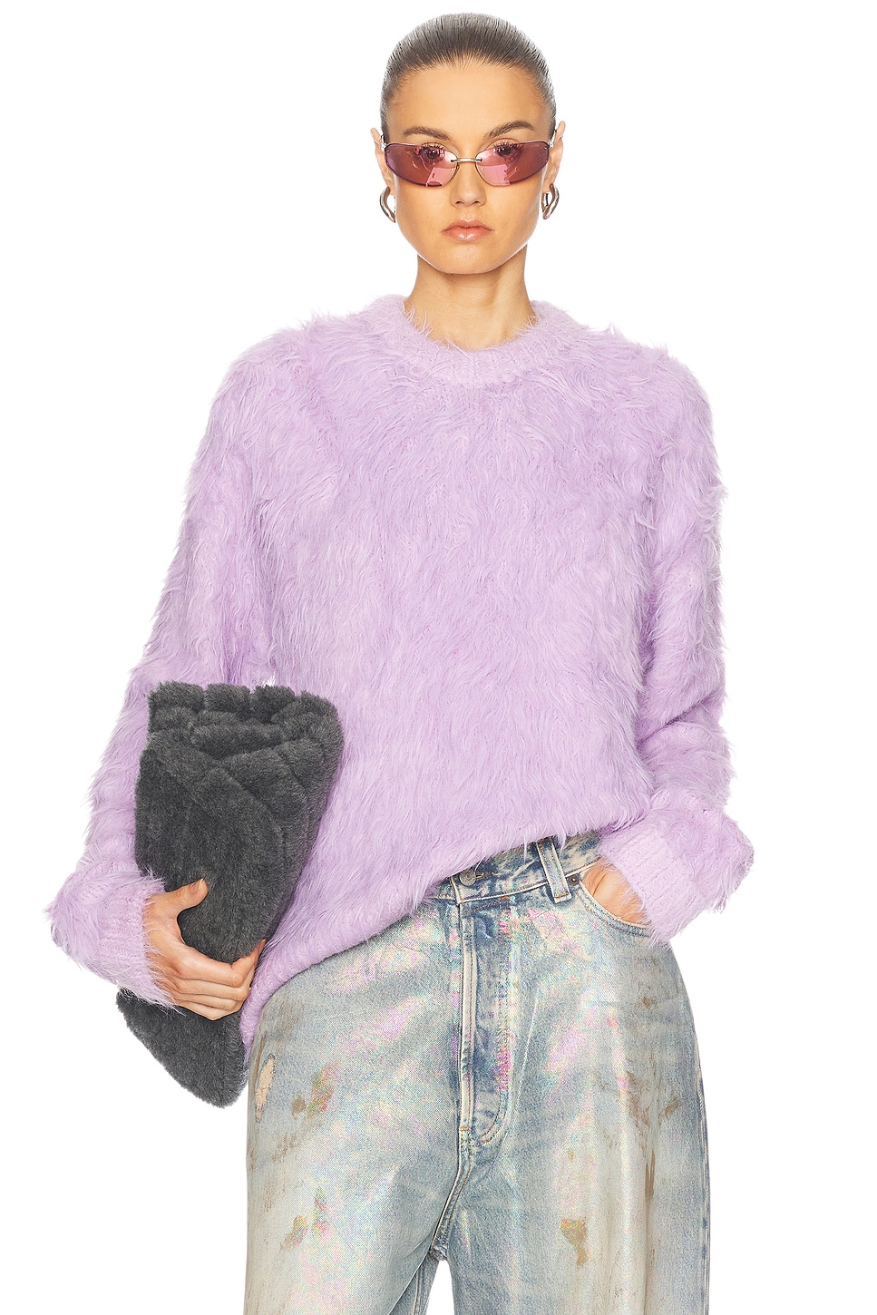 Image 1 of Acne Studios Klux Crew Neck Sweater in Purple