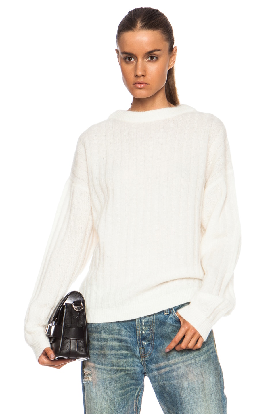 Acne Studios Dramatic Mohair-Blend Sweater in White | FWRD