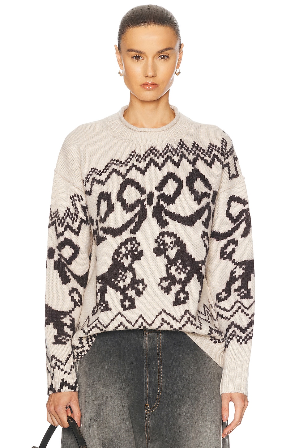 Kaisen Donegal Fair Isle Sweater in Cream