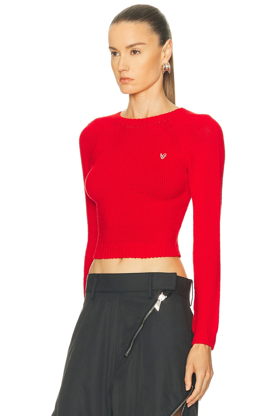 Acne Studios Cropped Ribbed-knit Cotton-blend Sweater In Red