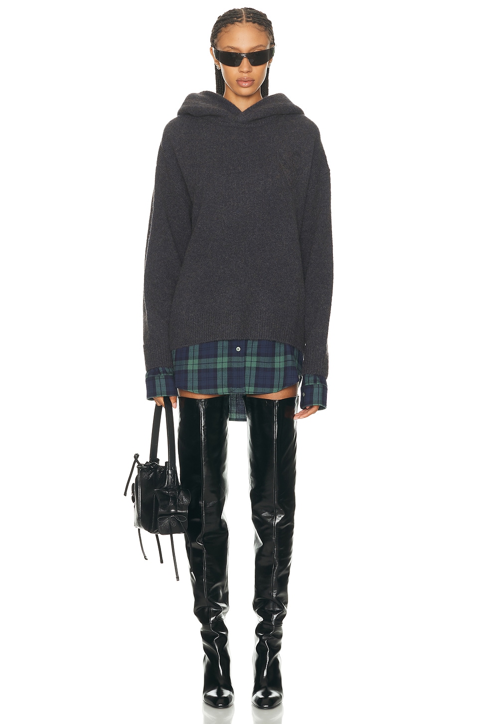 Image 1 of Acne Studios Krisp Cotton Flannel Sweater in Graphite
