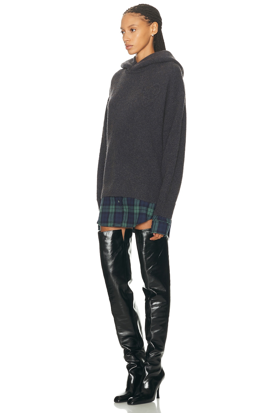 Acne Studios Krisp Cotton Flannel Sweater In Gray