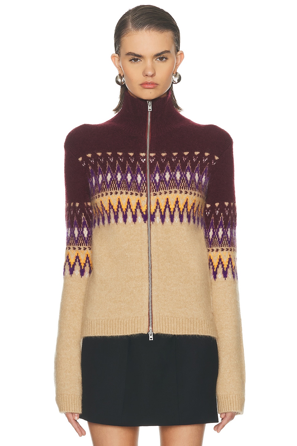 Image 1 of Acne Studios Kordica Nordic Shrunken Sweater in Orange & Purple