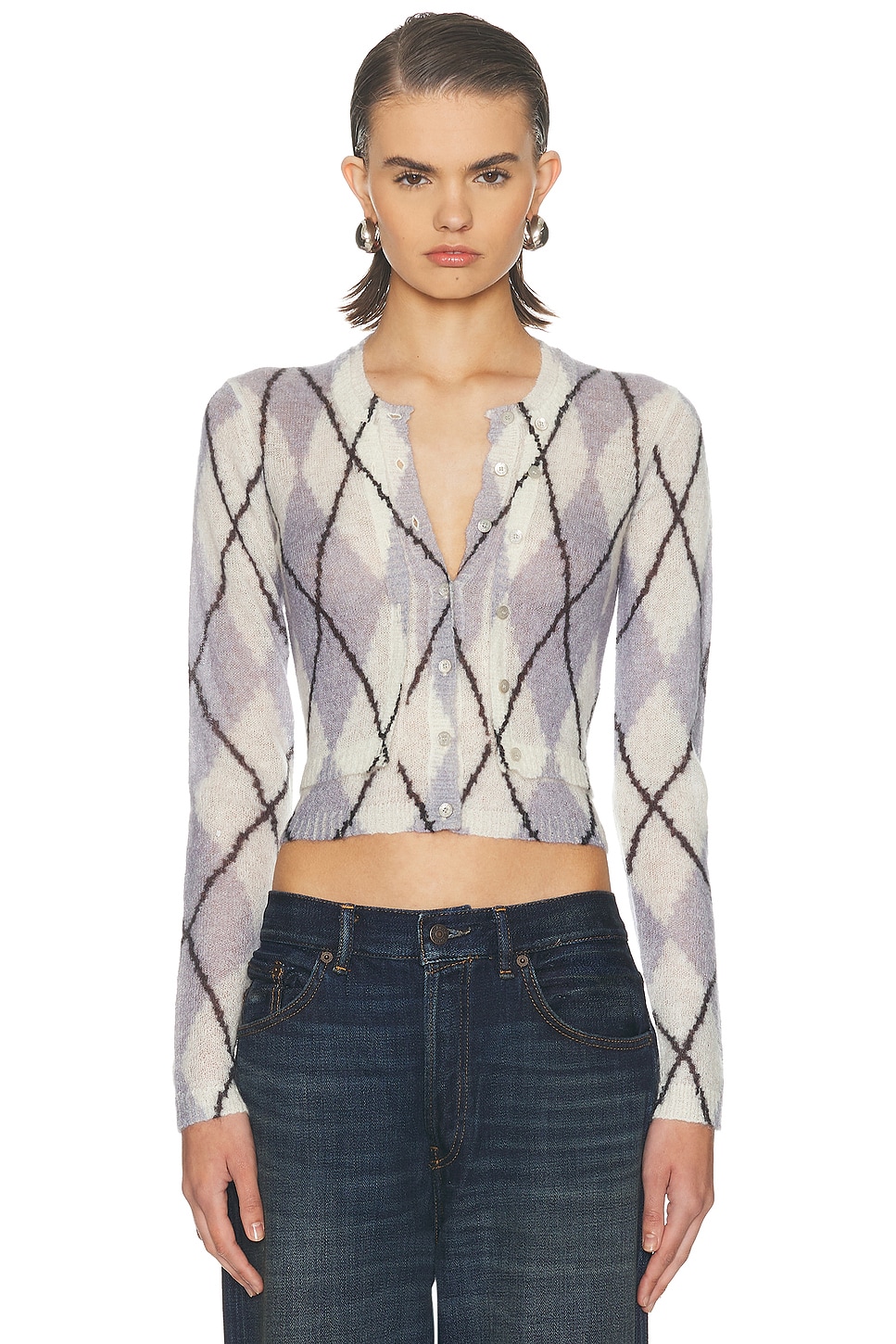 Acne Studios Kahoo Printed Cardigan In Gray