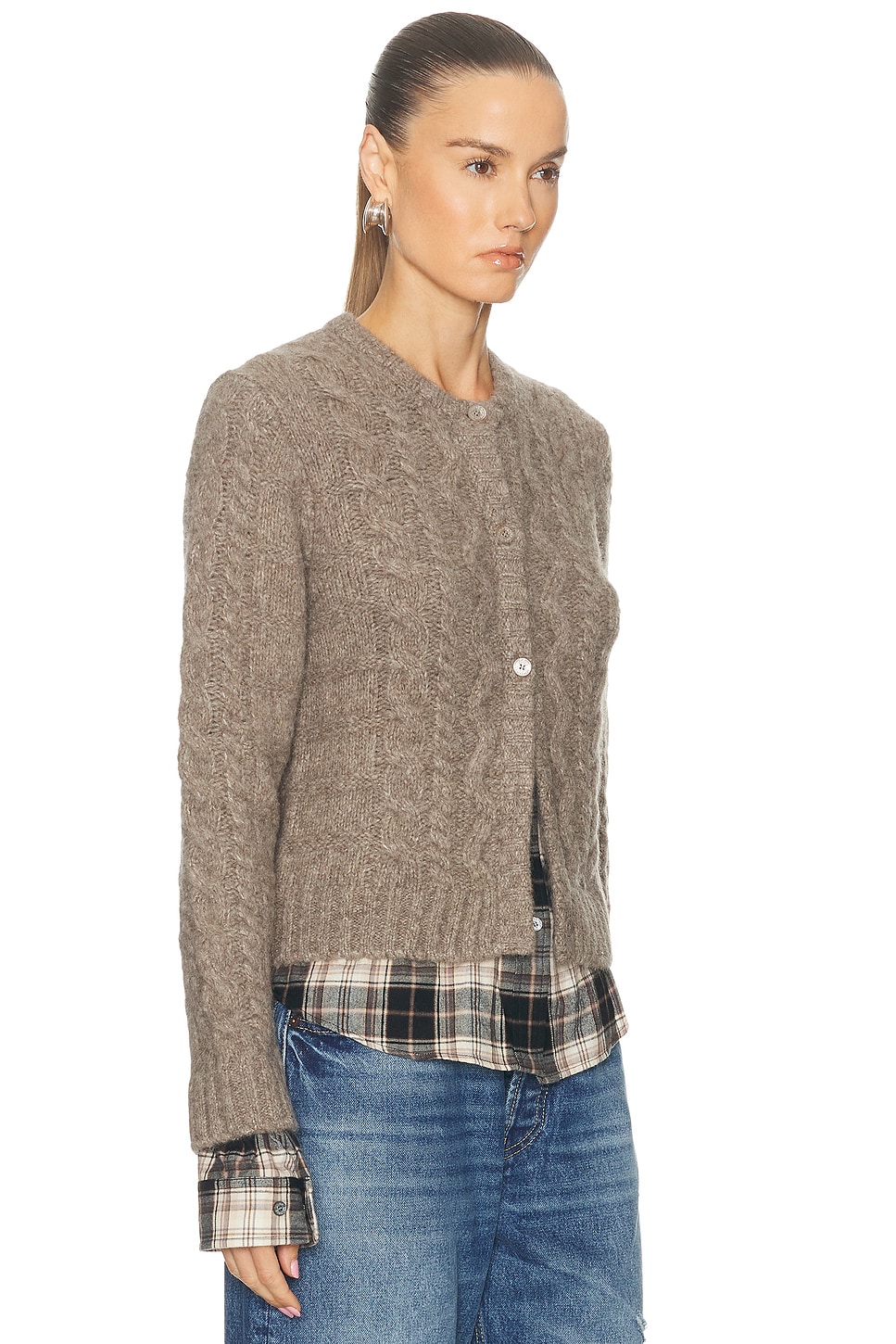 Acne Studios Kunch Cotton Flannel Cardigan In Brown
